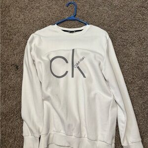 Calvin Klein Ivory Crewneck with Gray Logo